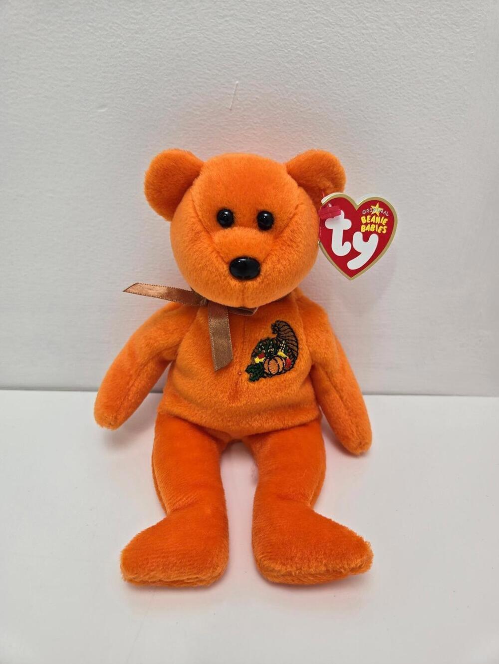 Ty Beanie Baby “Thankful” the Orange Thanksgiving Bear - Internet Exc (8.5 inch)